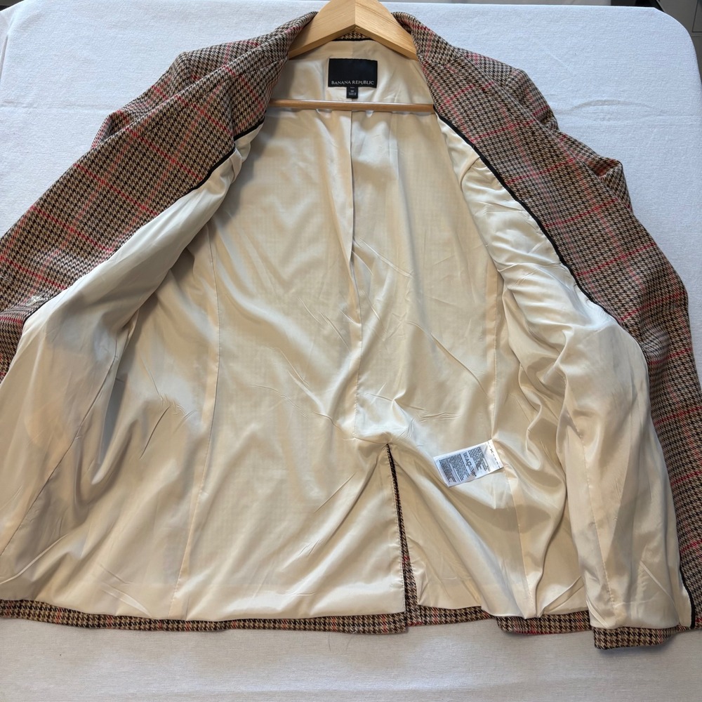 Banana Republic, Blazer, Brown Plaid, 10 Tall, Excellent, MSRP $229 - Picture 10 of 14